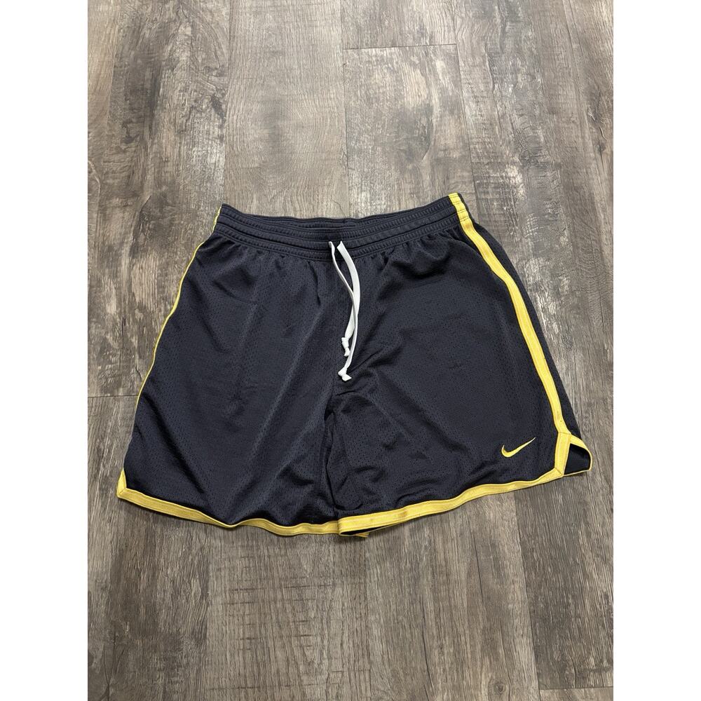 Y2k Nike Black Mesh Athletic Shorts with Yellow TrimSize M